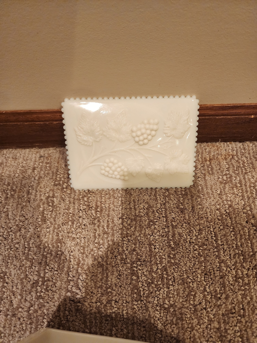 Milk Glass Grape Motif Decorative Dish - White